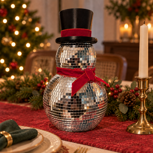 Mirror Ball Snowman Decoration