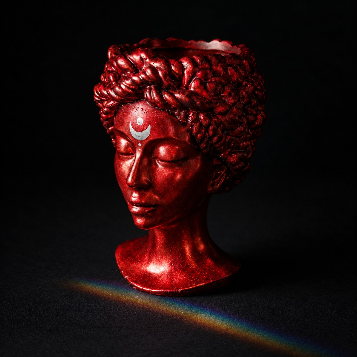 Goddess Bust Planter: close side view of braided hair