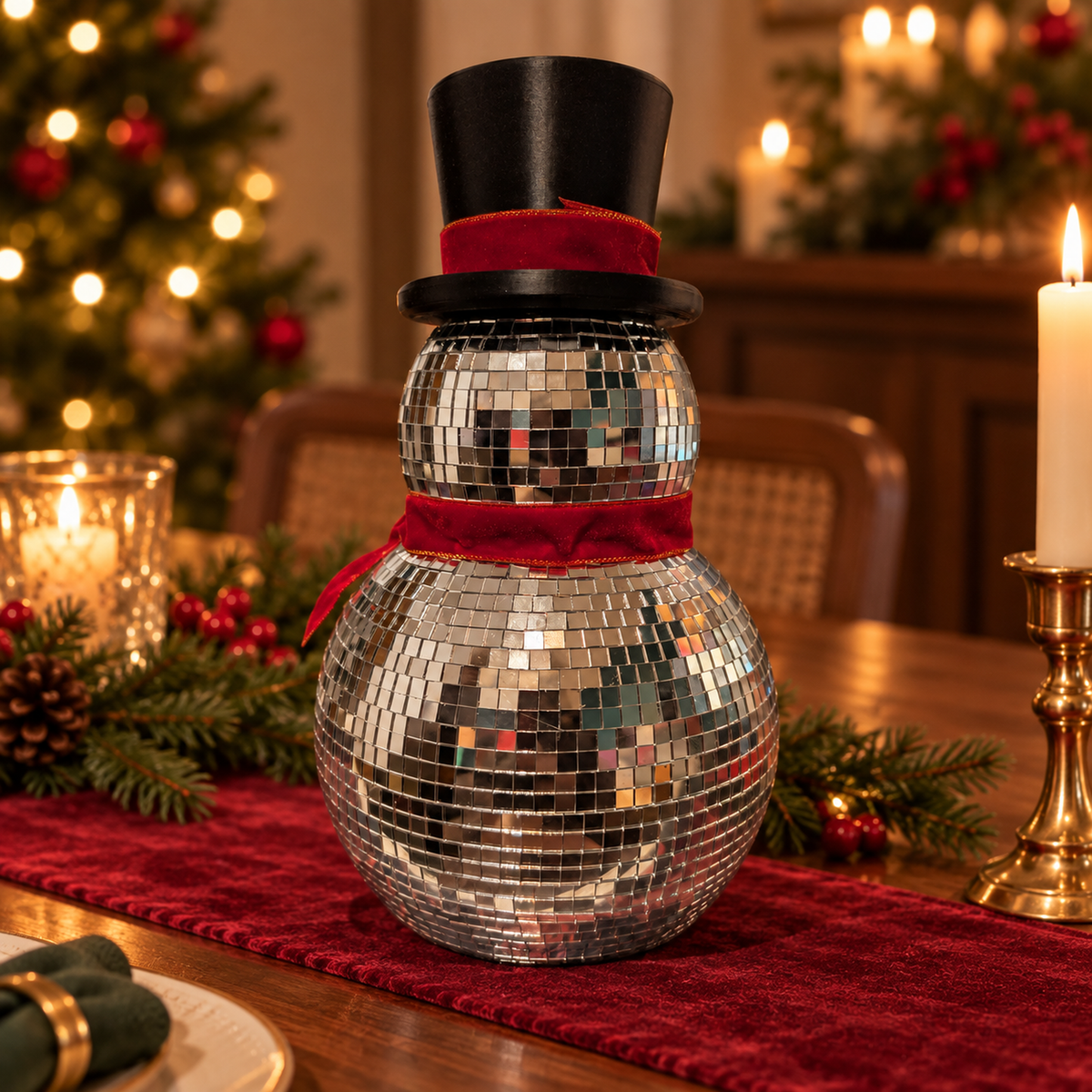 Opposite-side view showing the snowman ribbon