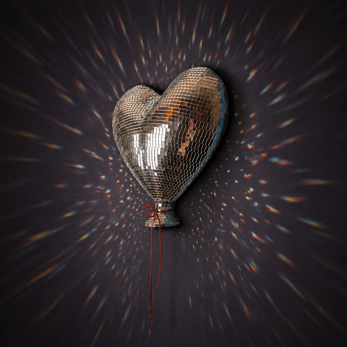 Heartthrob mirror ball heart wall art rainbow scatter angle