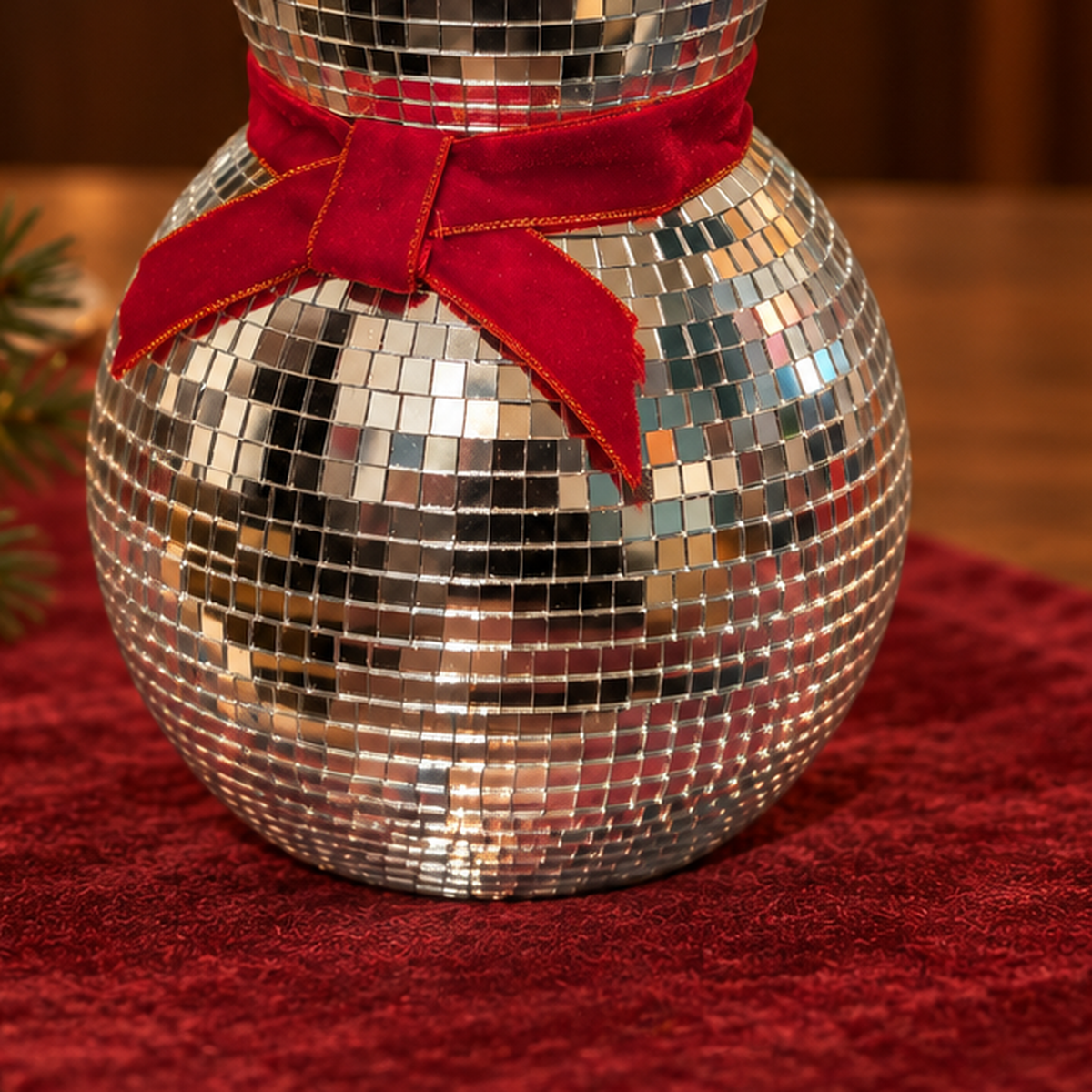 Close-up of the silver glass mirror tiles