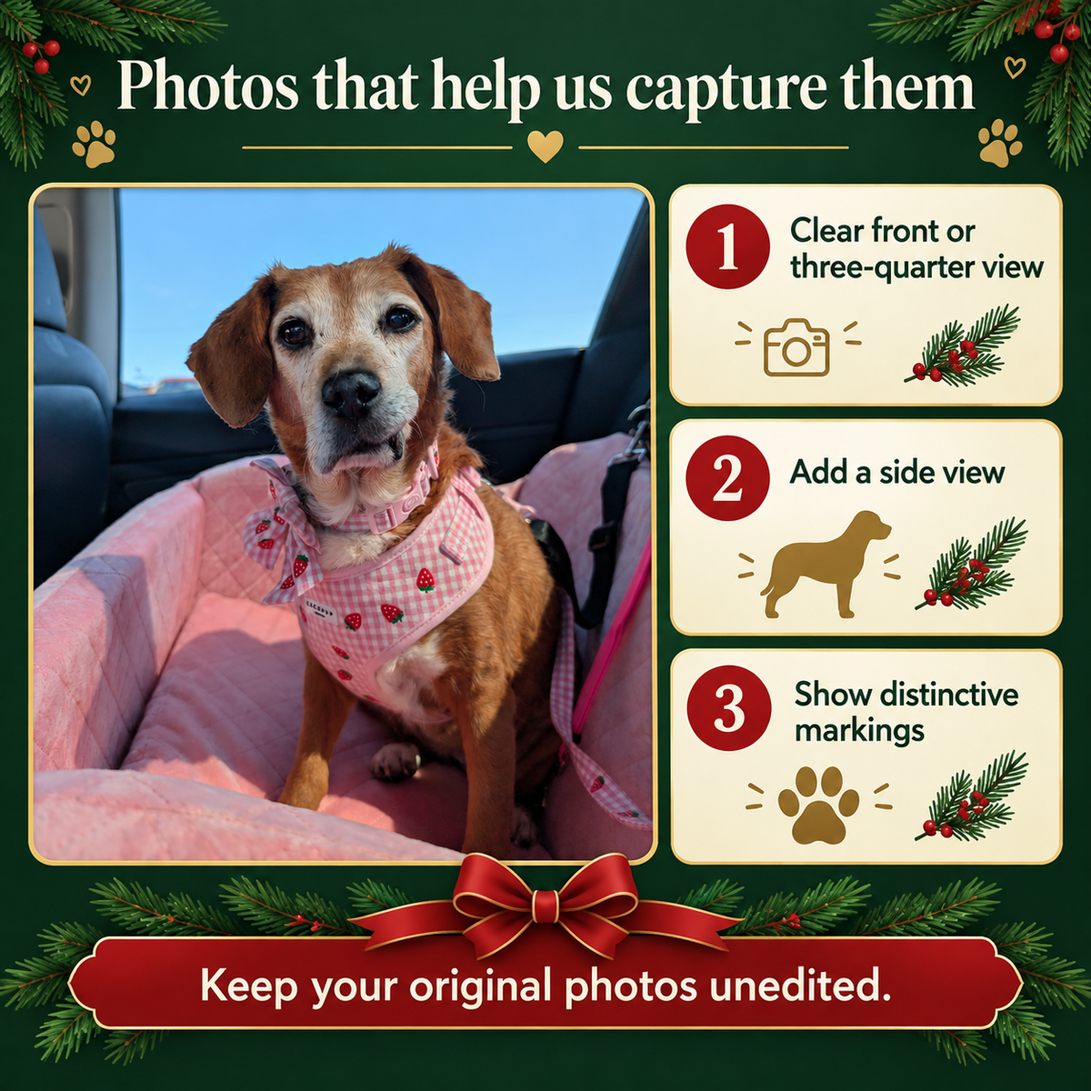 Photo guide for ordering a personalised pet portrait bauble