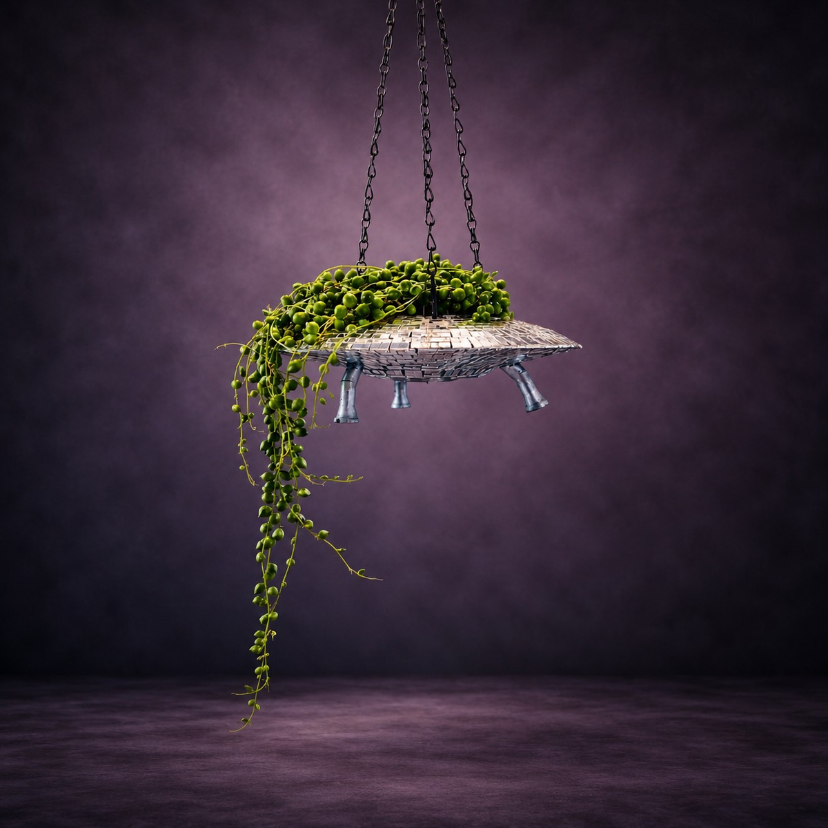 The Mothership disco mirror ball hanging planter - 08-string-pearls