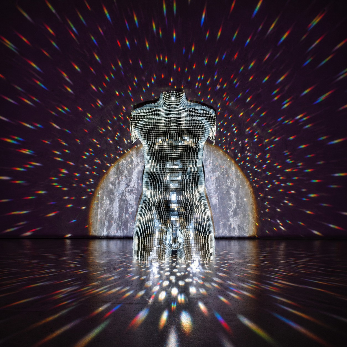 After Hours mirror ball male wall art dramatic halo light effect
