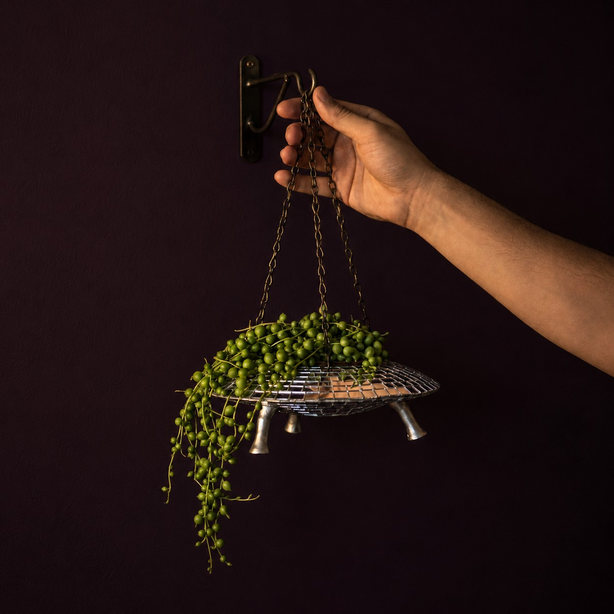 The Mothership disco mirror ball hanging planter - 09-hand-hook