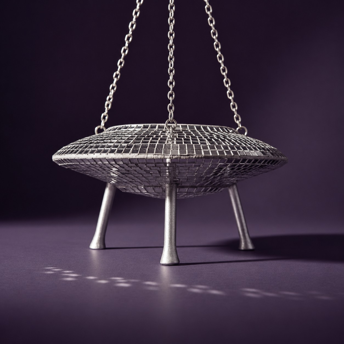 Standing UFO disco ball planter on four legs