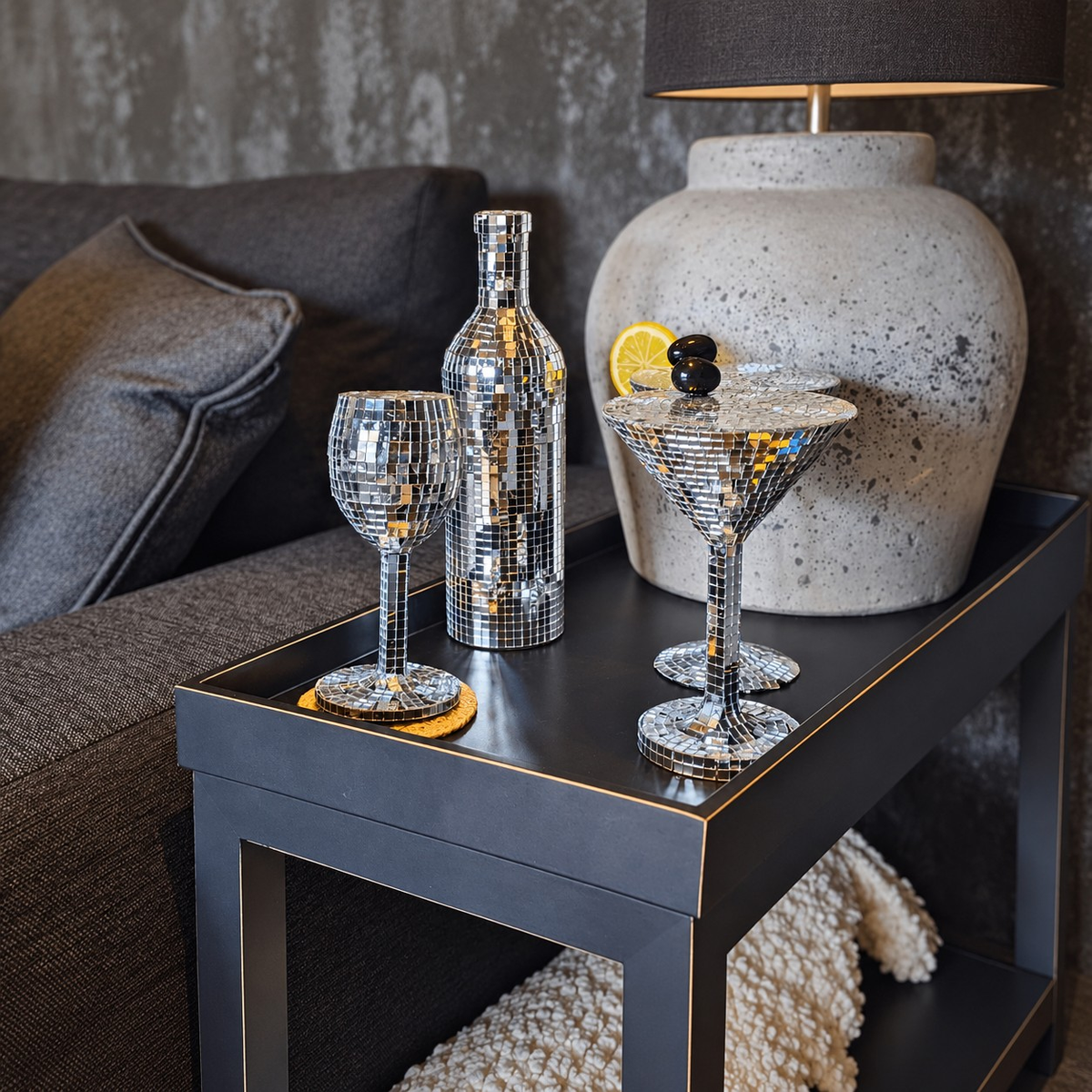 Disco Ball Cocktail Glassware Set — studio shot — handmade in UK