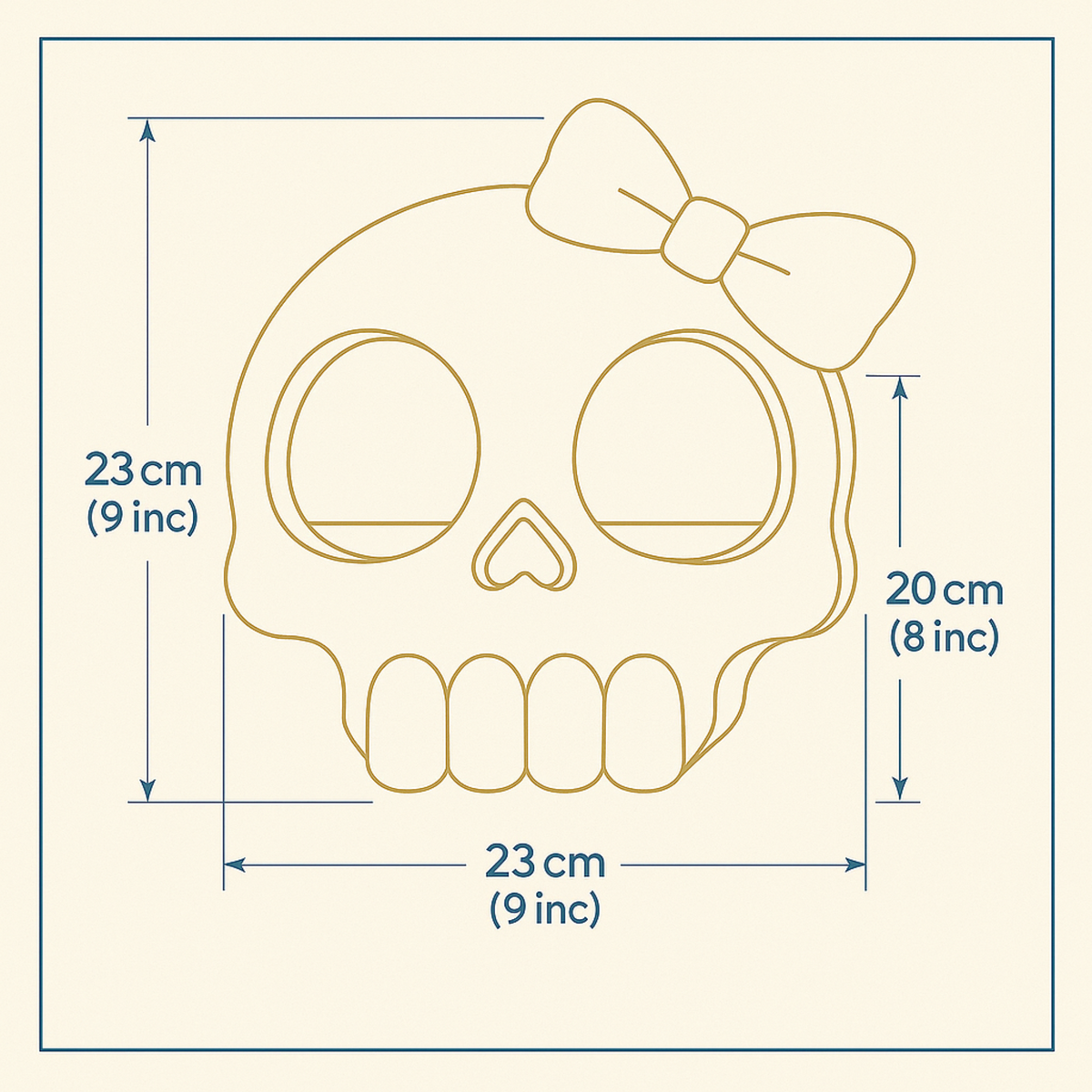 Gothic Skull Rat Hide: Skull hide dimensions diagram