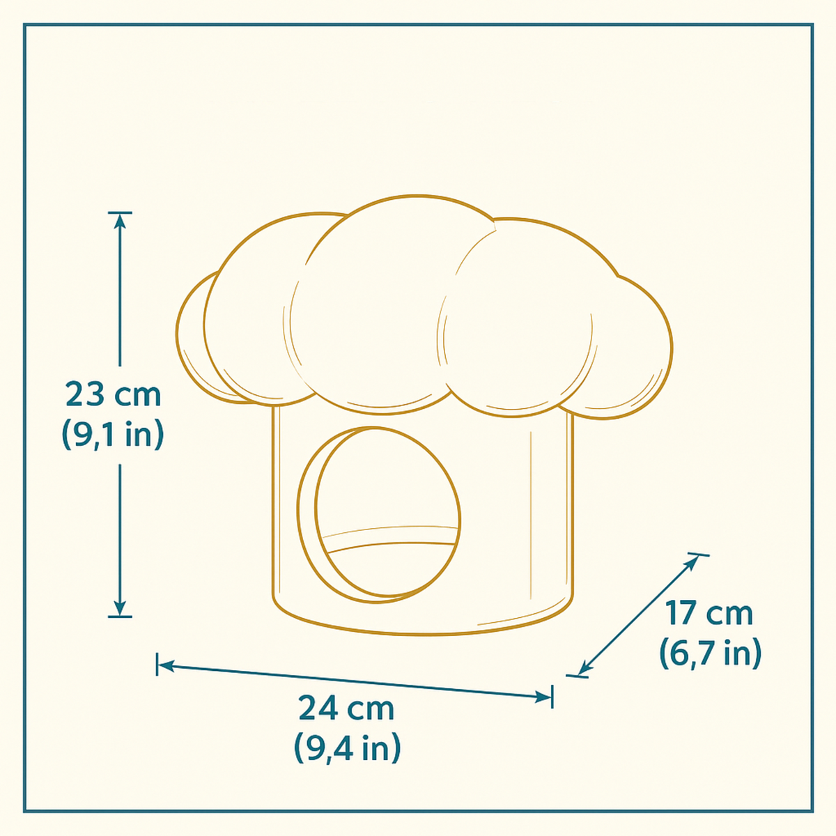 Chef Hat Rat Hide: Chef hat hide dimensions diagram