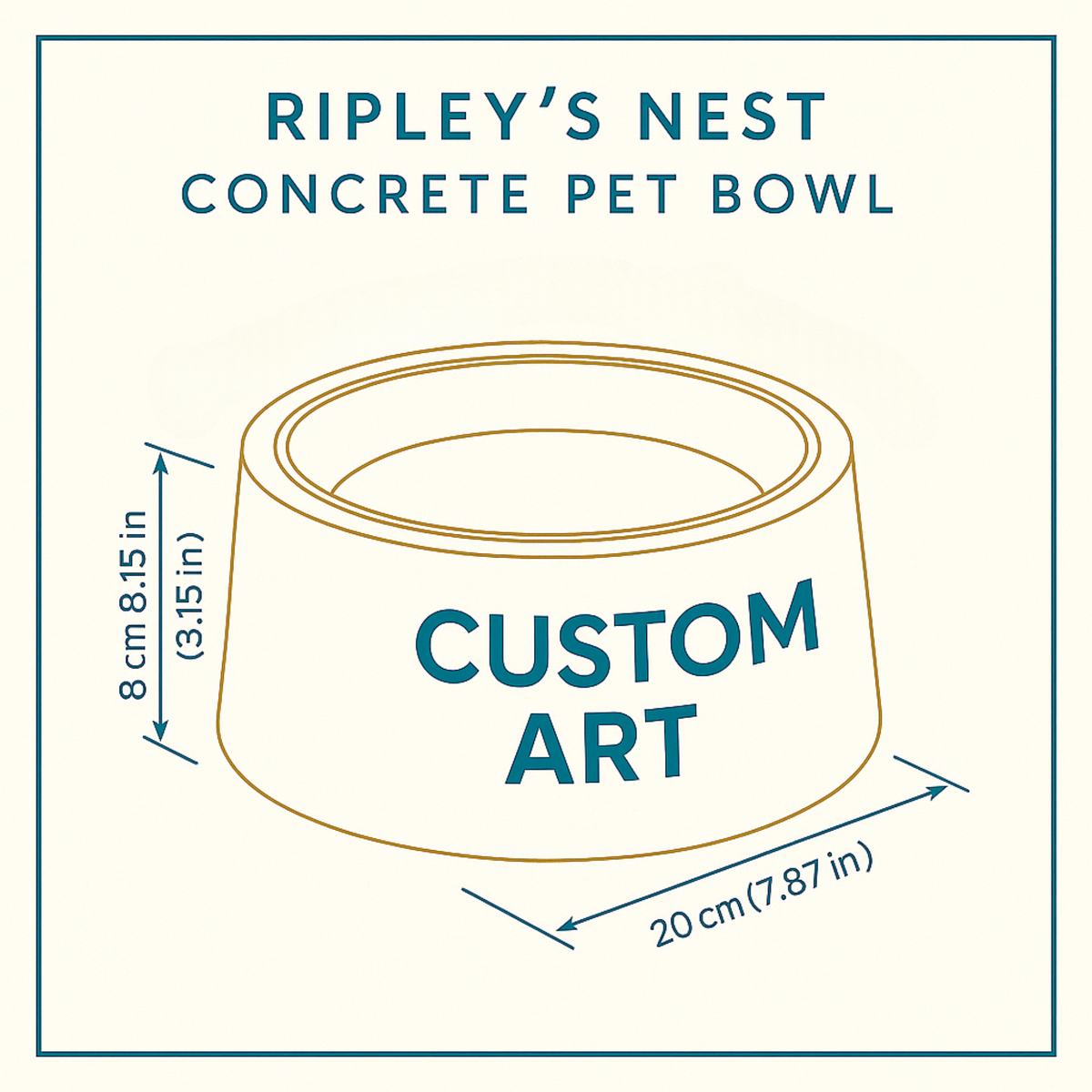 Personalised Graffiti Pet Bowl | Custom Dog or Cat Bowl: Custom bowl dimensions diagram