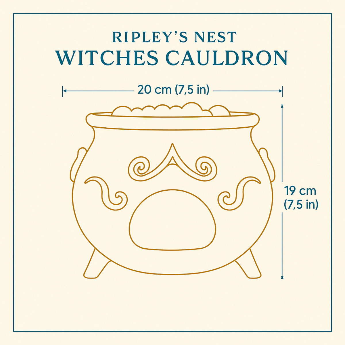 Witch Cauldron Rat Hide: illustrated cauldron hide size guide