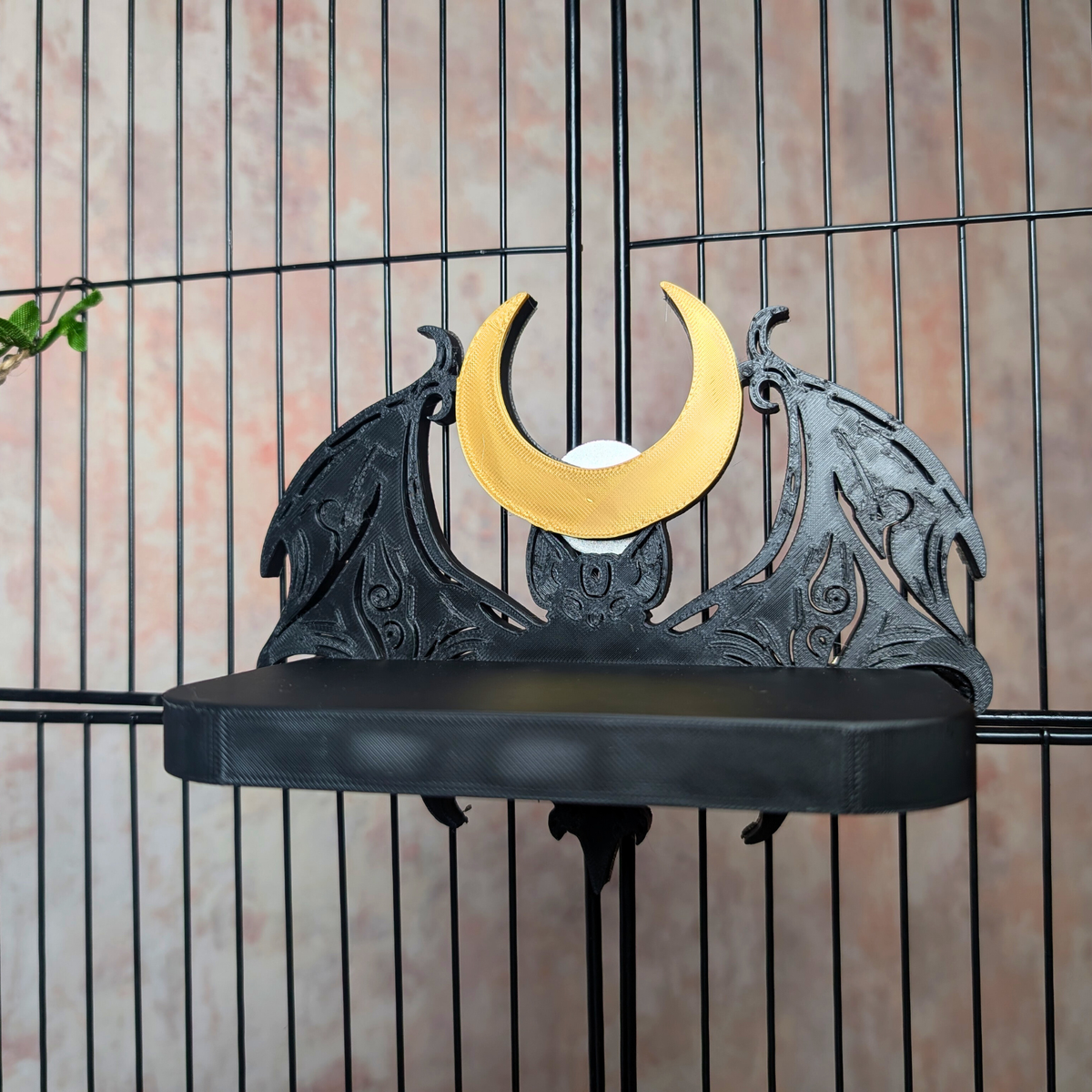 Gothic Rat Cage Accessories Set: black moon shelf with crescent detail