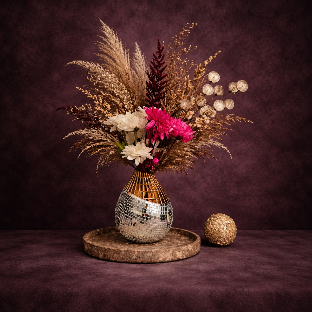 The Disco Drop mirror mosaic vase