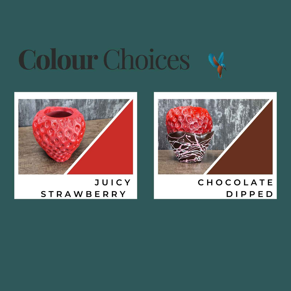 Colour choice guide for red strawberry and chocolate-dipped finishes