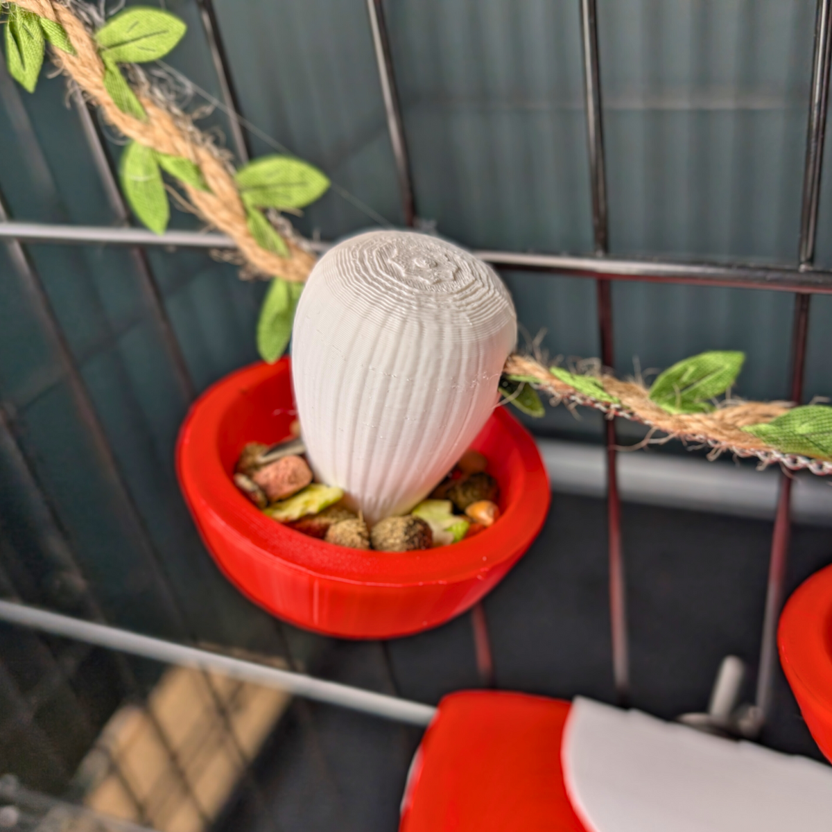 Fairy Mushroom Rat Cage Accessory Kit: white mushroom-shaped shelf cup clipped to cage bars
