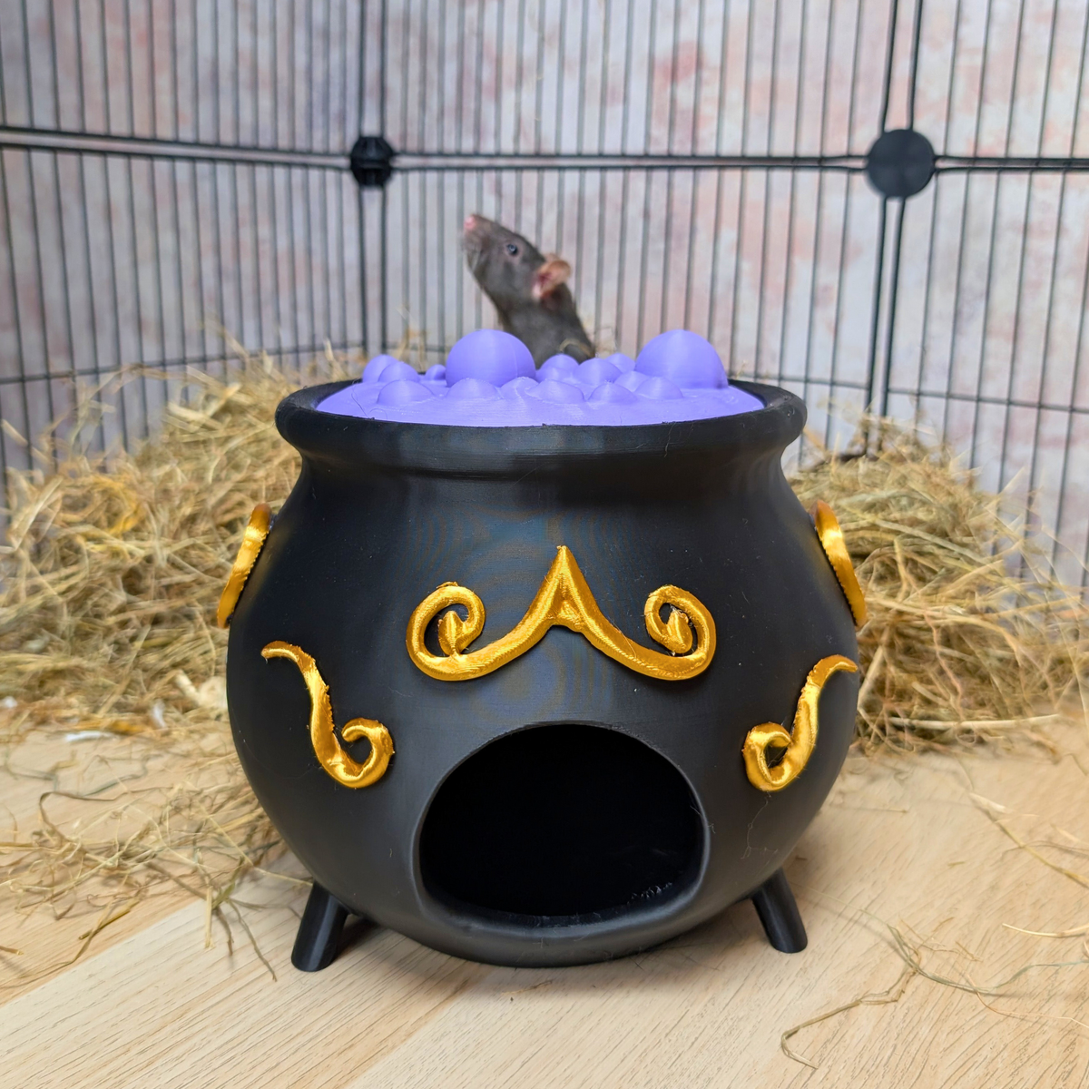Rat Hide Witch Cauldron side profile view
