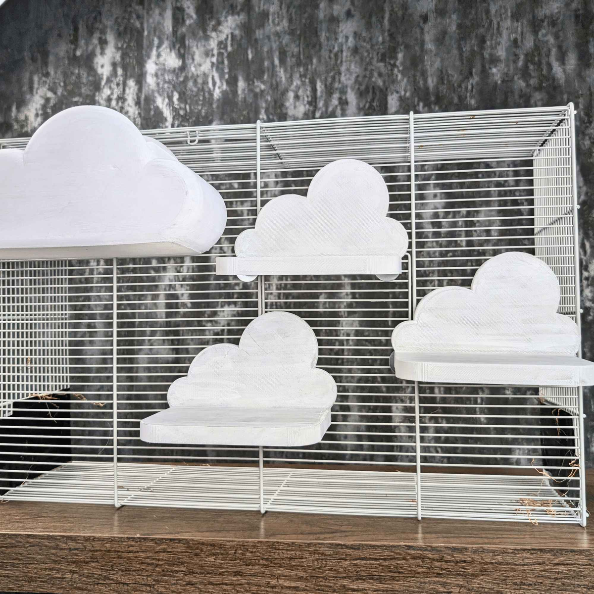 Cloud Rat Cage Shelves & Hideaway Set: three cloud shelves arranged on cage bars