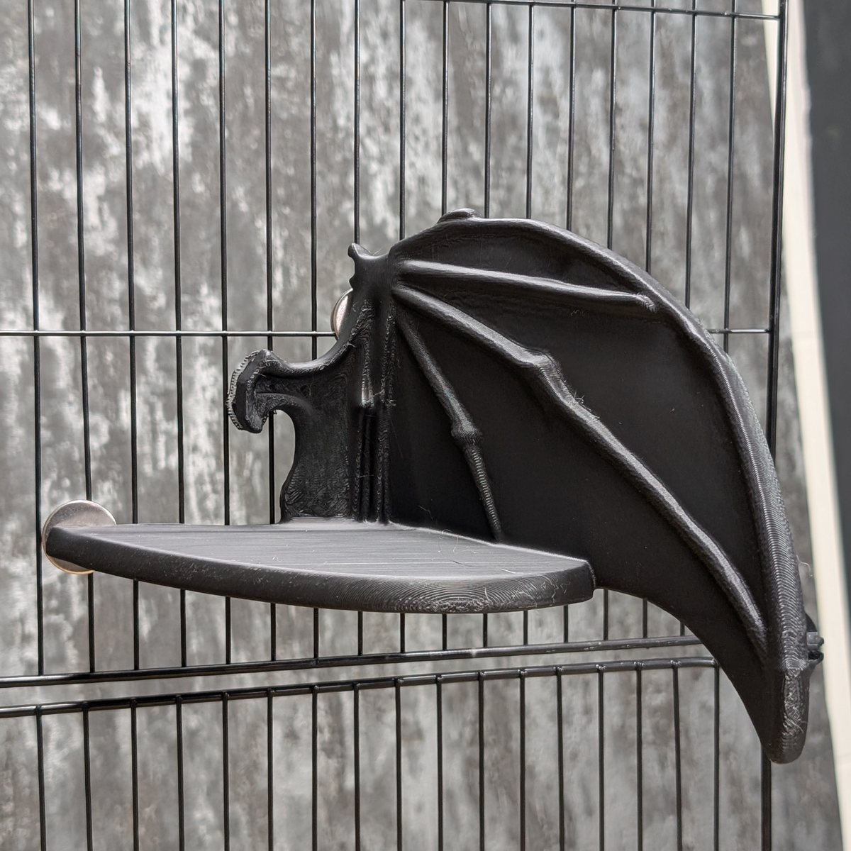 Gothic Bat Wing Rat Cage Shelf Perch close-up of shelf surface
