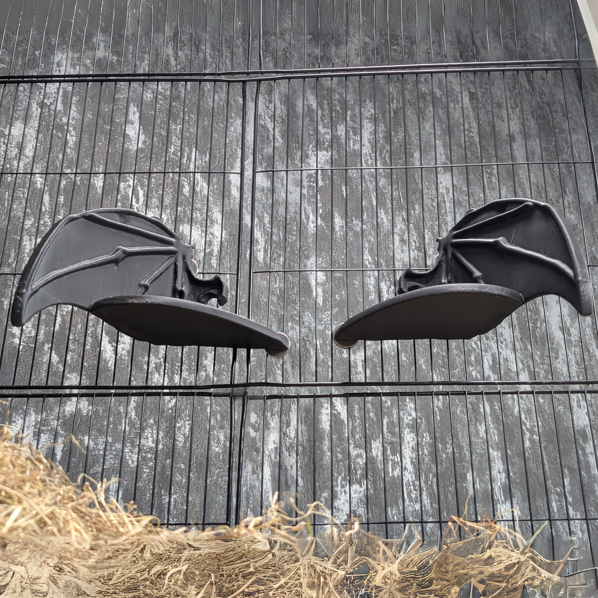 Gothic Bat Wing Rat Cage Shelf Perch displayed alongside complementary pieces