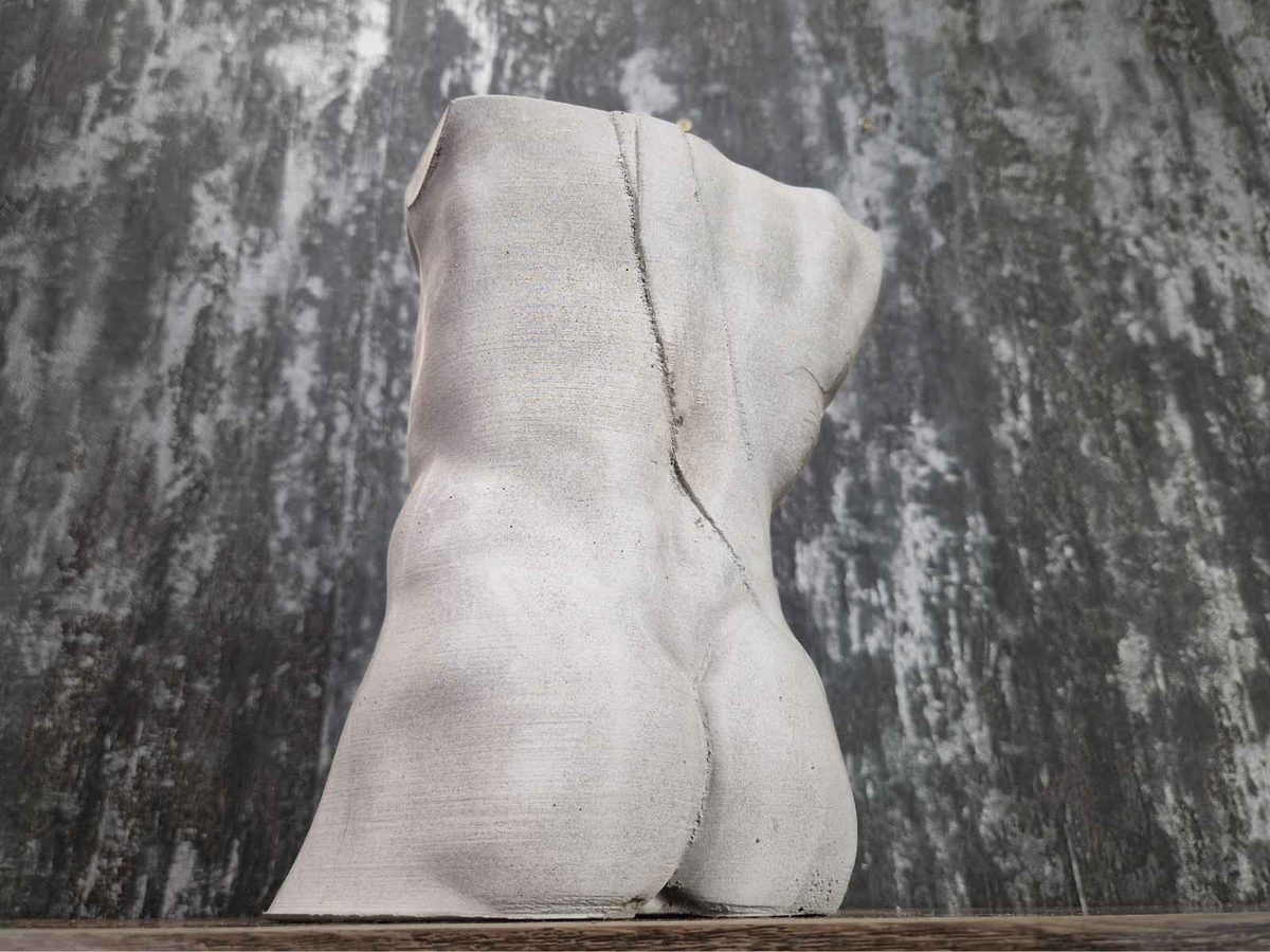 Rear view of unplanted Greek god male torso planter