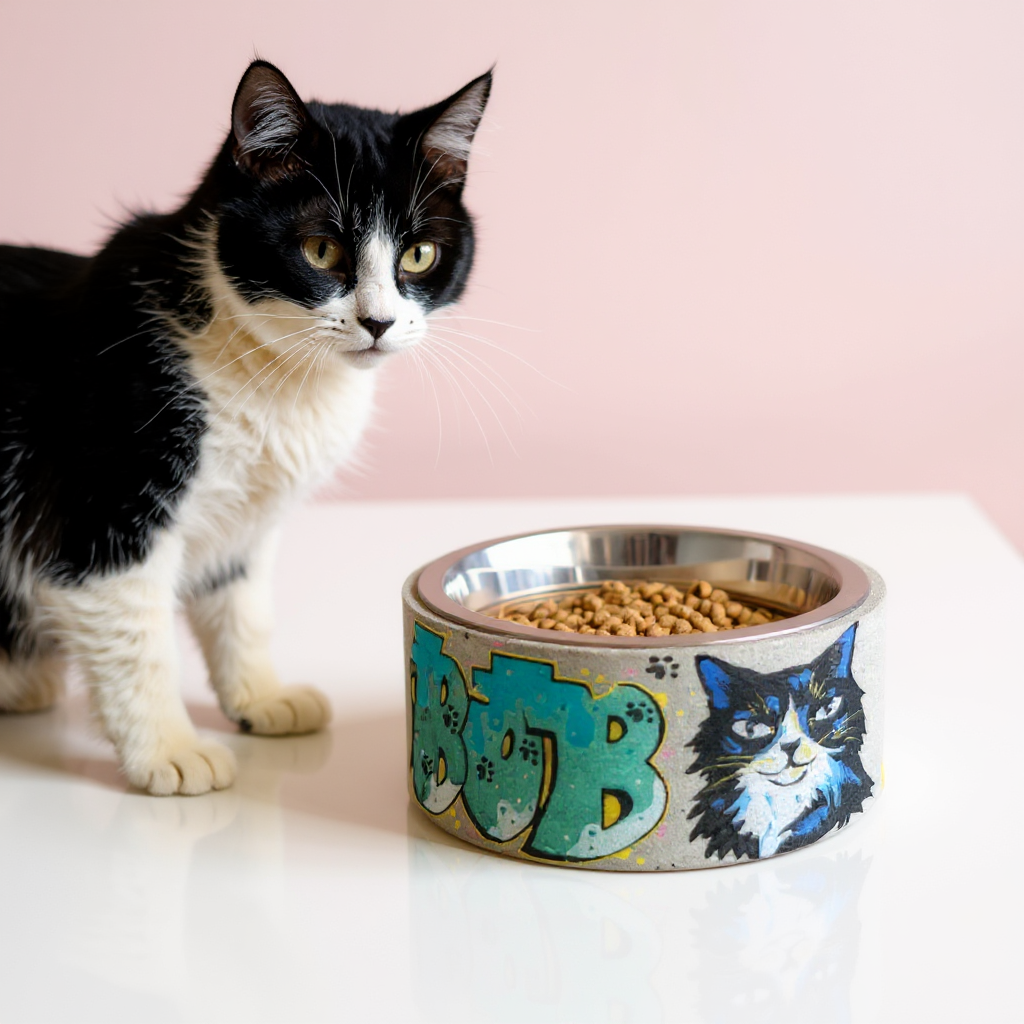Personalized Graffiti Pet Bowl - handmade heavyweight feeding dish | Ripleys Nest