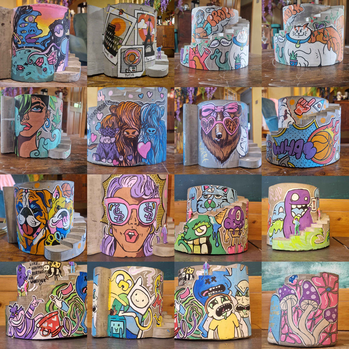Gallery of sixteen personalised graffiti planter designs