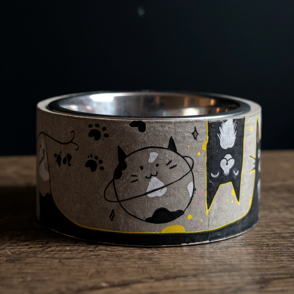 Personalized Graffiti Pet Bowl close-up of surface texture