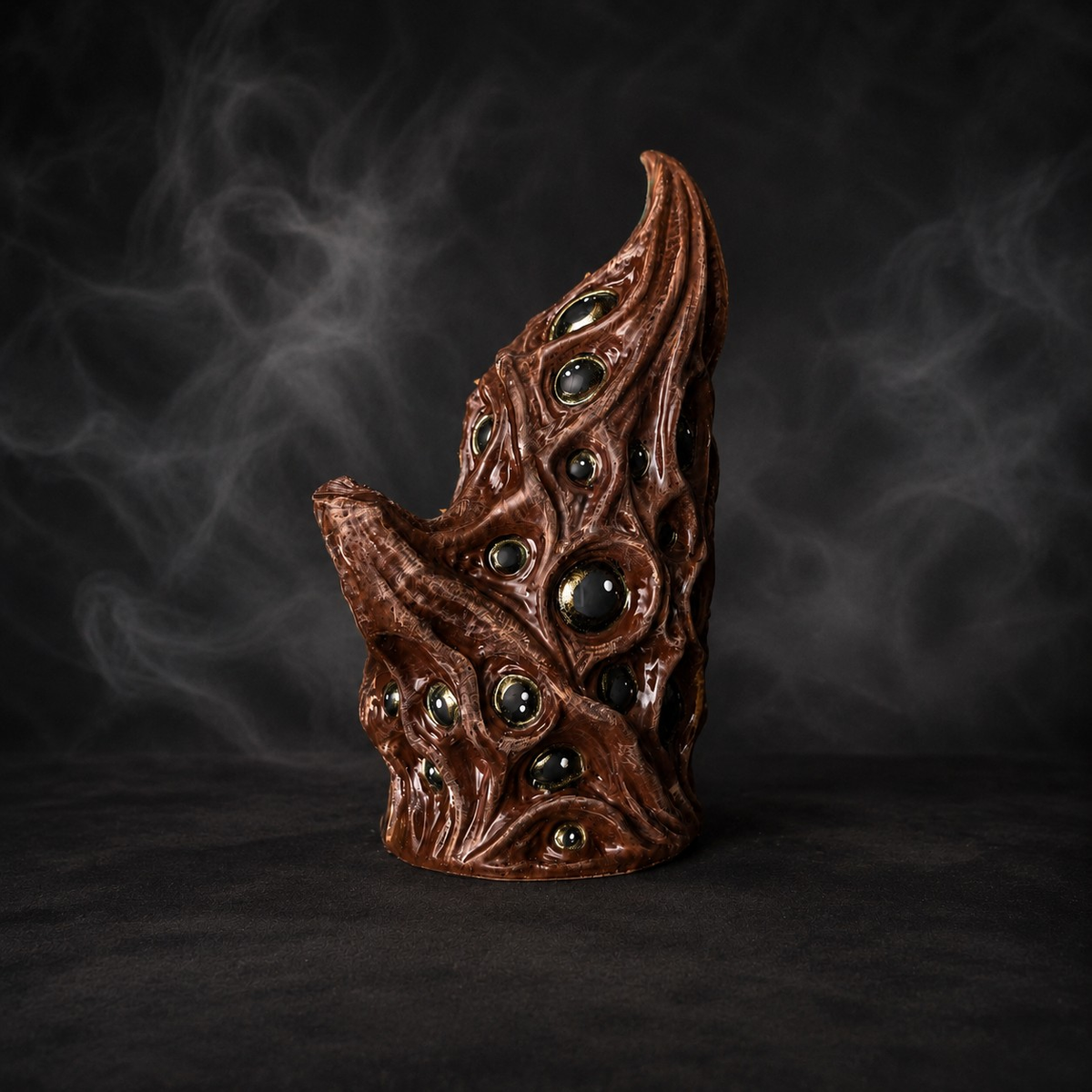 Side profile of The Watching Maw showing sculpted ridges and glossy eyes