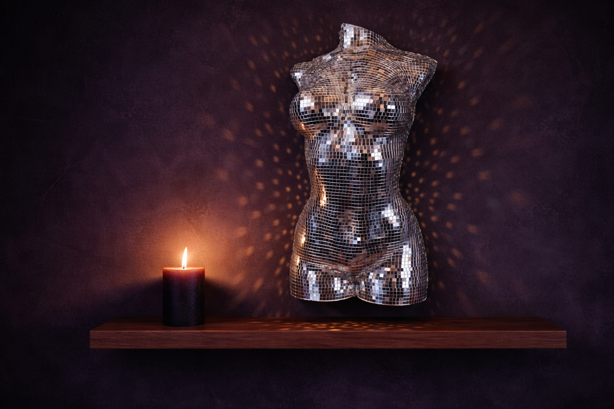 The Disco Era bust wall art in modern living room