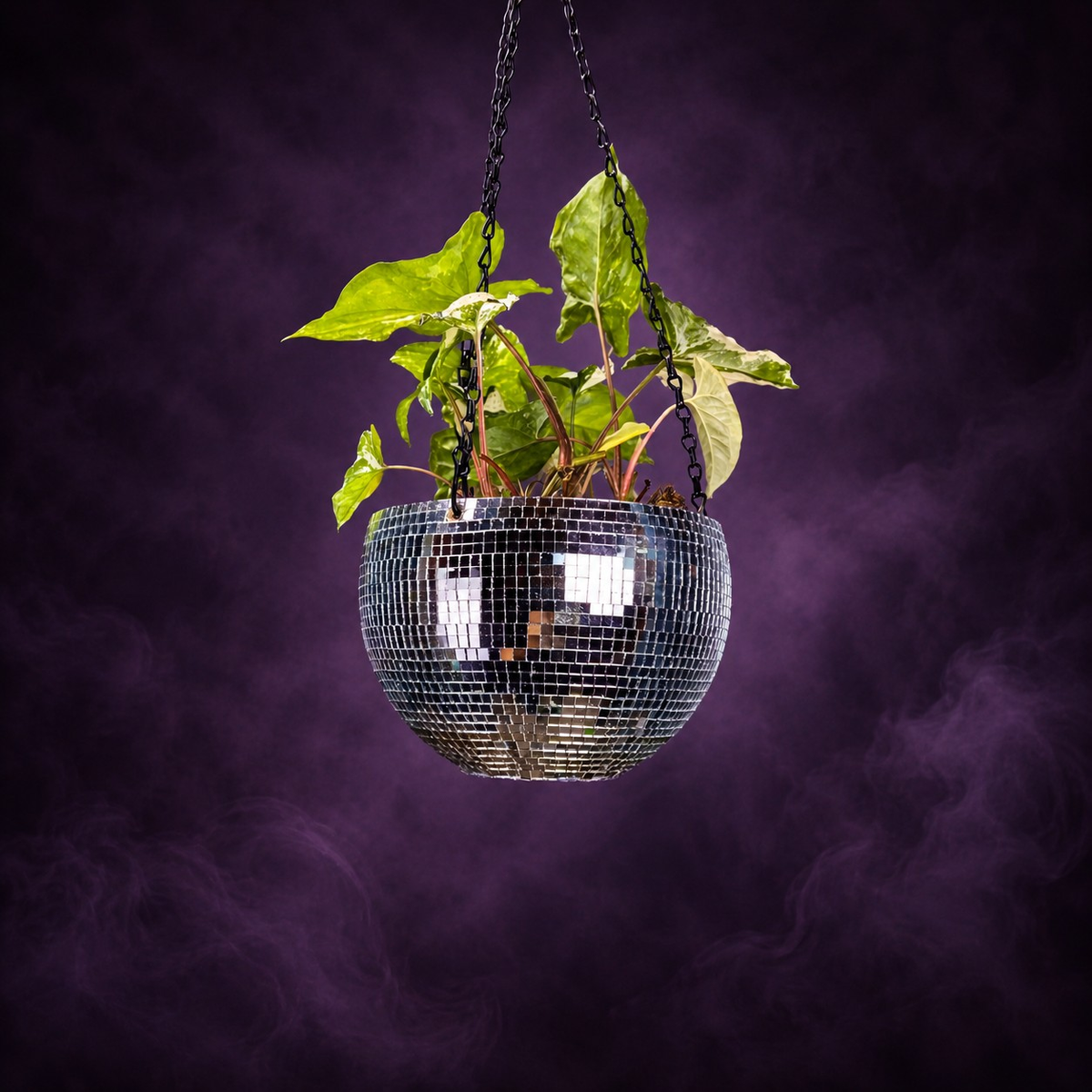The Glitter Ball - Hanging Disco Ball Planter - Purple Background Hero