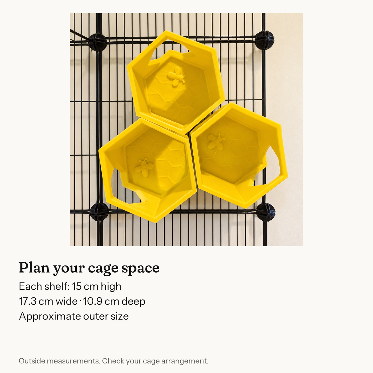 Outer size guide for Honeycomb Rat Shelves, Set of Three.