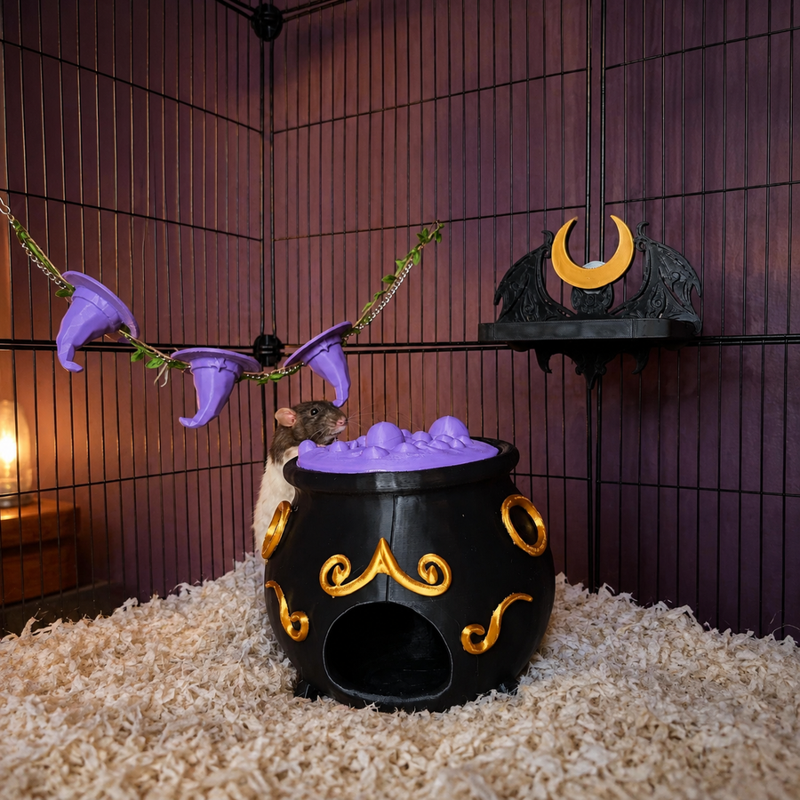 Gothic Rat Cage Accessories Set arranged inside cage