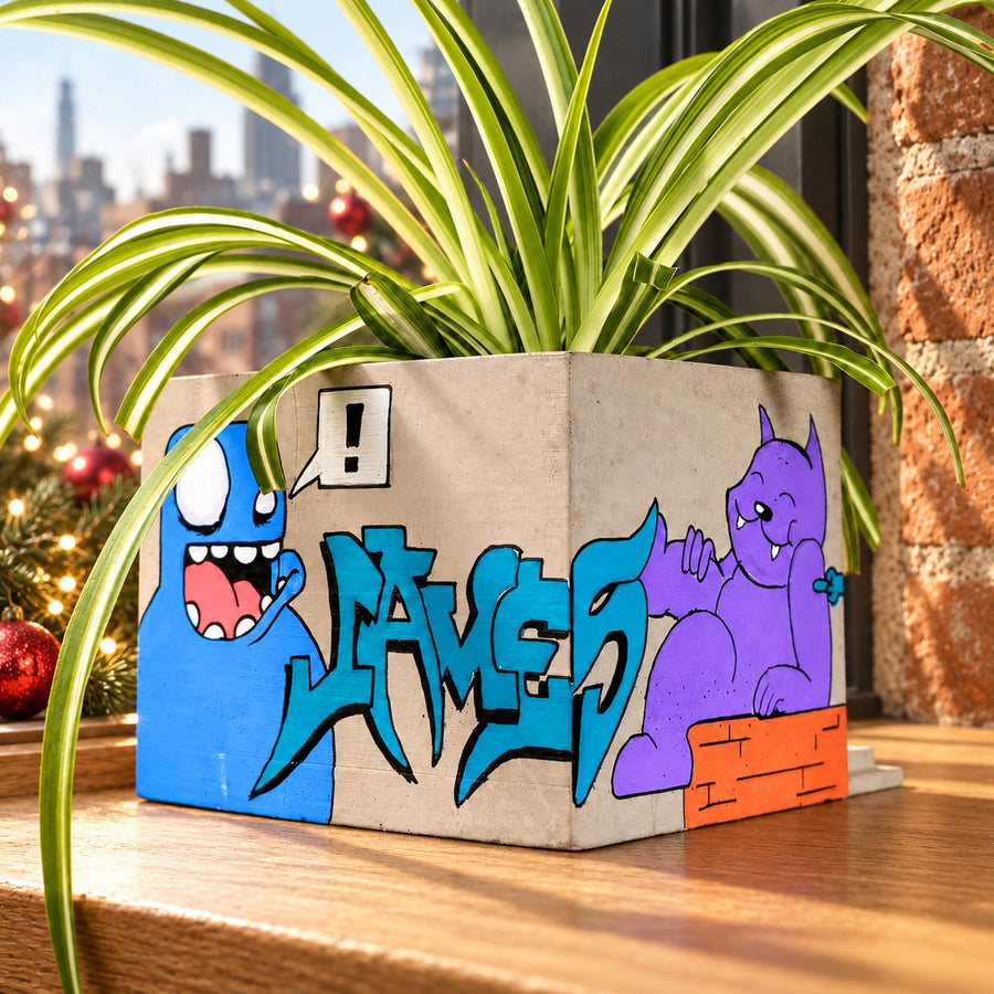 Graffiti building planter