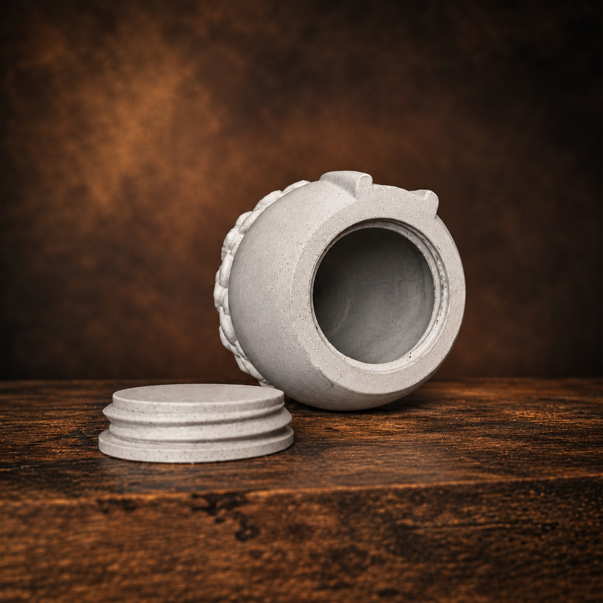 Open base view of the cast stone small pet keepsake urn