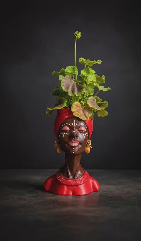 Afro Woman Head Planter