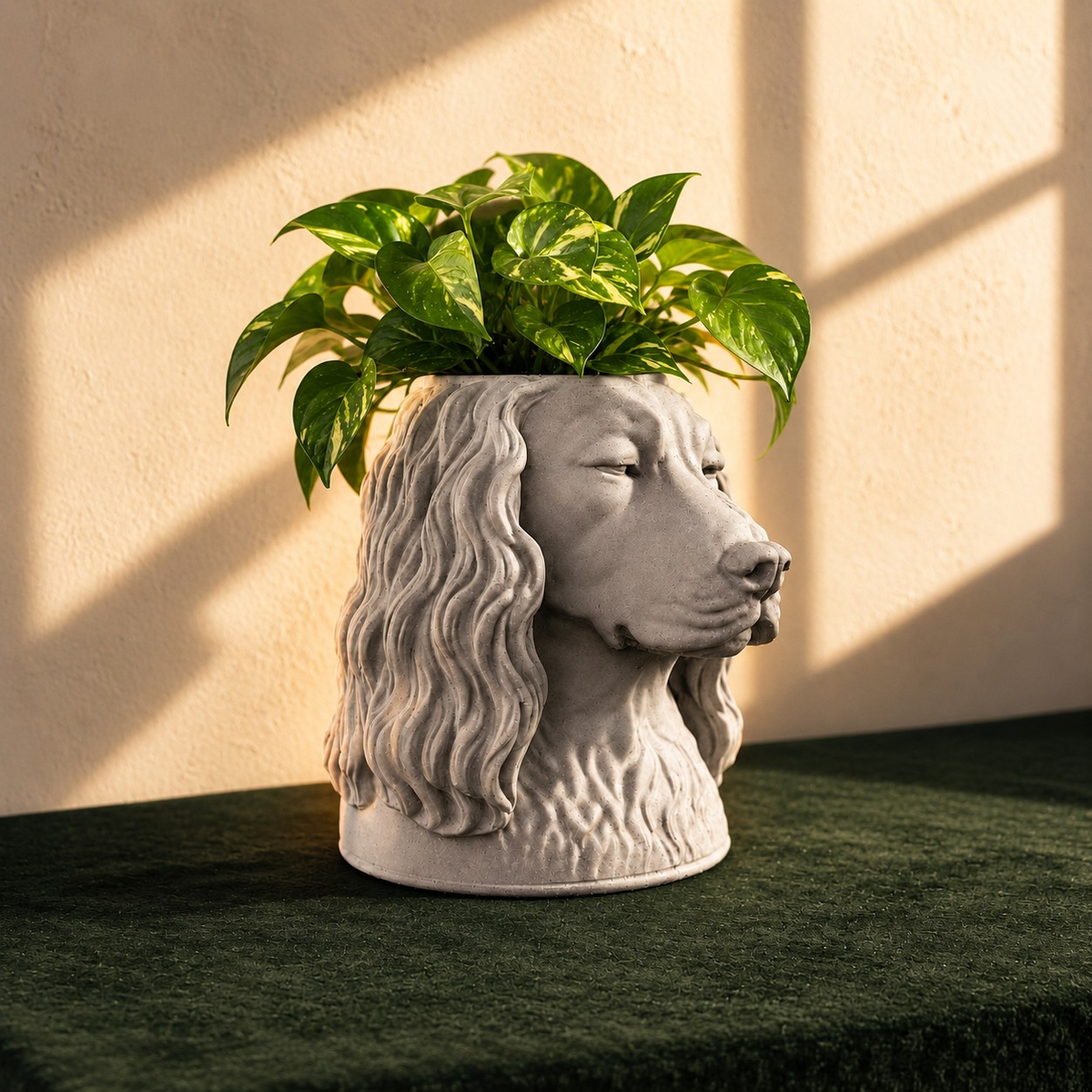 Custom Pet Portrait Planter from Photo, Personalised stone dog planter created from a customer's pet photo