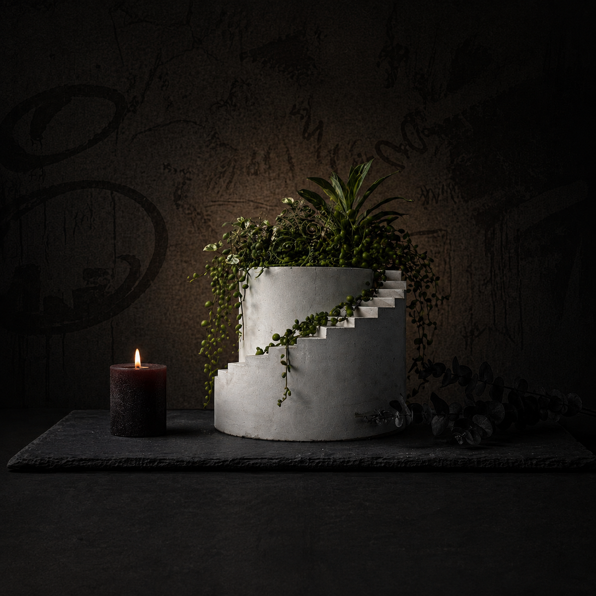 Stairwell Cast Stone Planter
