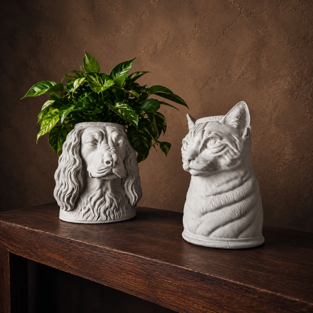 Original custom dog and cat cast stone pet planters