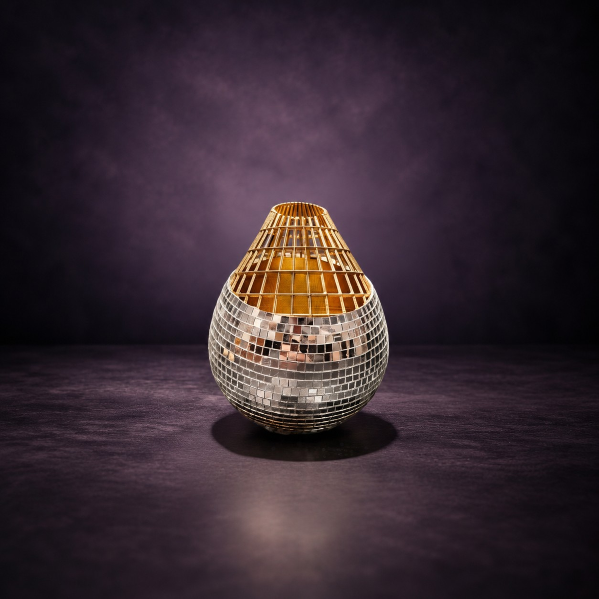 Mirror mosaic vase front view
