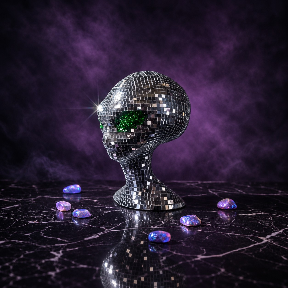 The Close Encounter disco alien head planter lifestyle setting