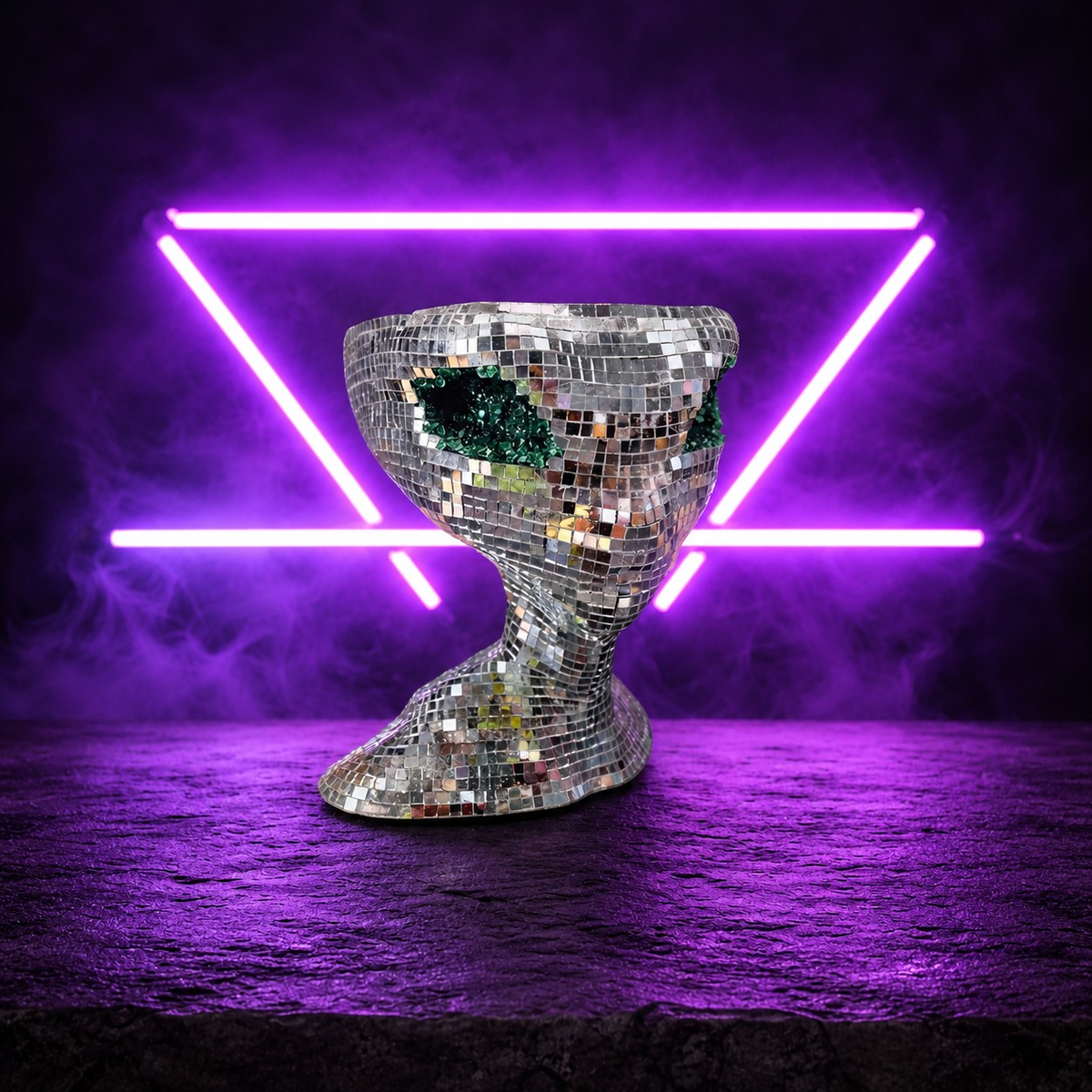 Mirror ball alien statue reflective mirror tile surface