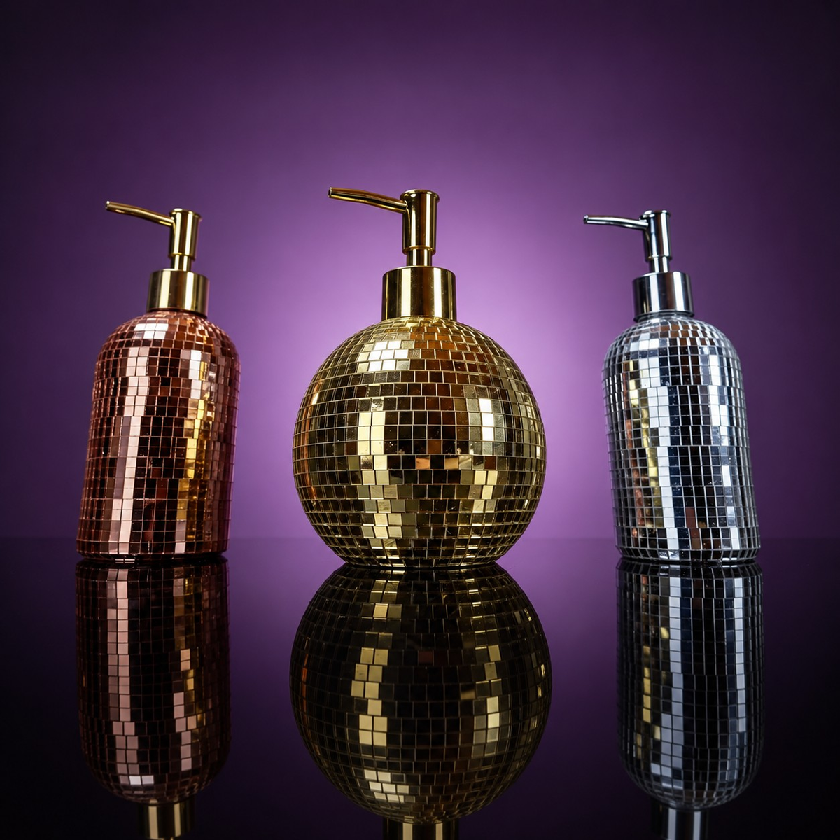 The Lather Ball silver disco soap pump lifestyle setting